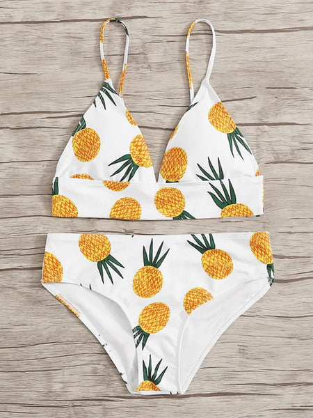 Pineapple Print Two Piece Bikini