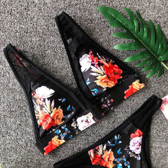 Mesh Floral Printing Bikini