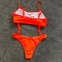 Solid Color Banded Swimsuit