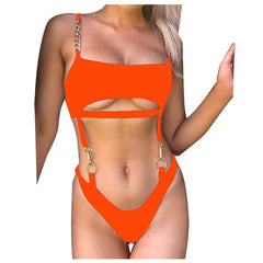 Solid Color Banded Swimsuit