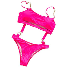 Solid Color Banded Swimsuit