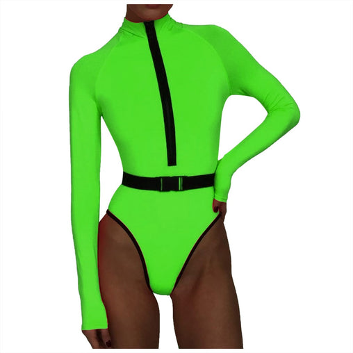 Fluorescent Long Sleeve Swimsuit